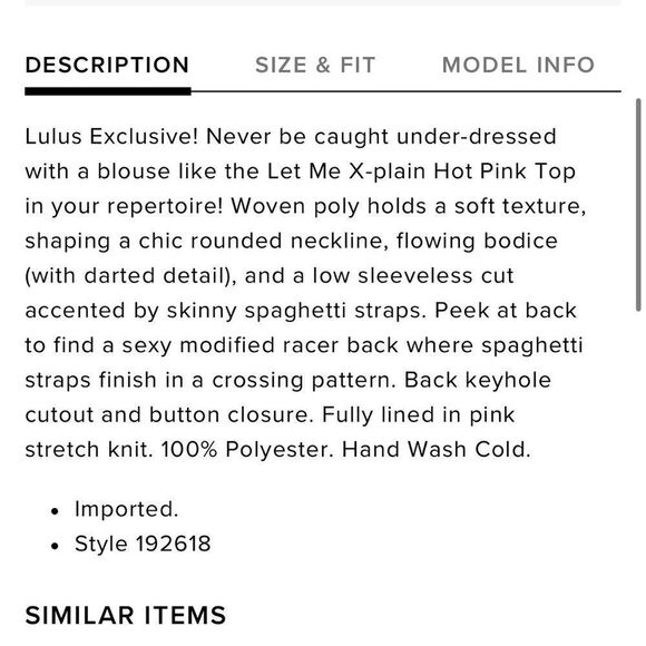 Lulus Hot Pink Strappy Back Tank Top XS - Picture 5 of 12